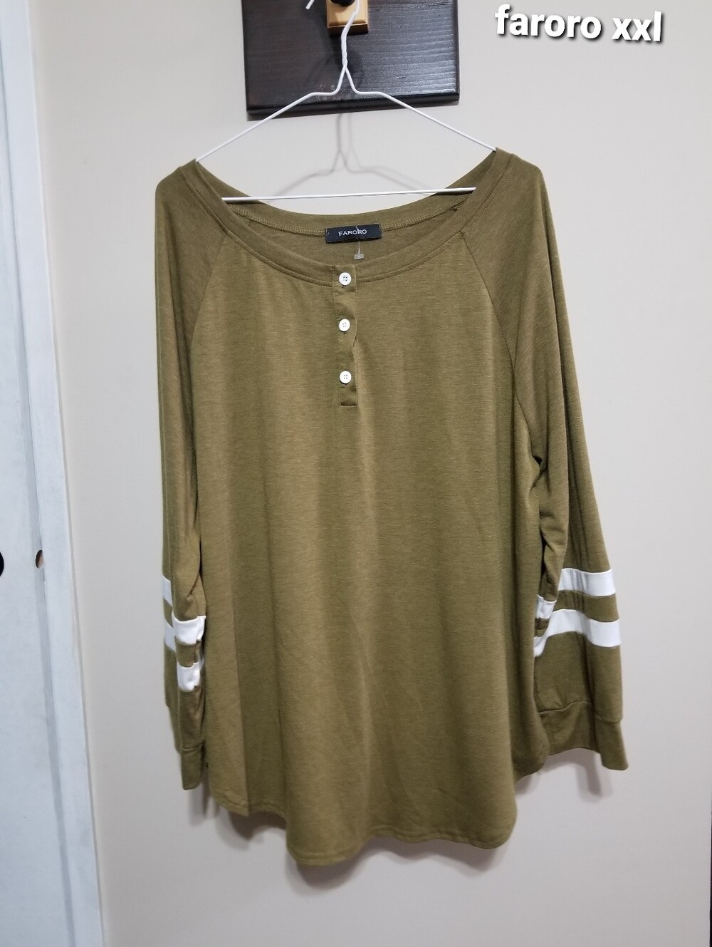 Faroro Olive Green Button Henley Top 2XL Nwotags